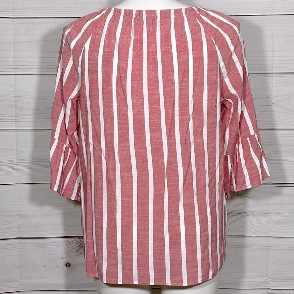 Red & White Striped Off the Shoulder Boho Fever Top Size 1X - Picture 6 of 9